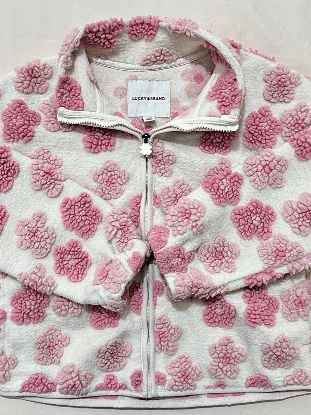 Lucky Brand Kids Plush Floral Zip Jacket Girls Floral Fleece Jacket Size Small